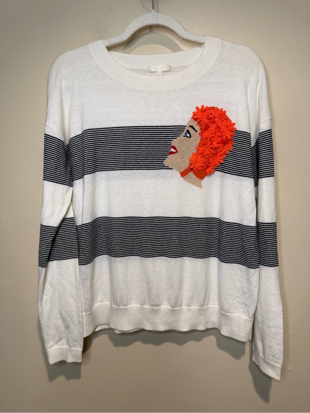 Lisa Todd “Bathing Beauty” Sweater Cashmere Cotton Blend Novelty size medium